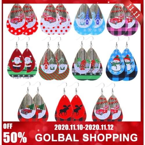New Christmas Leather Earrings Dangle Drop Earrings Pu Leather Earrings For Women Jewelry Women Gifts Christmas Gift jewelry