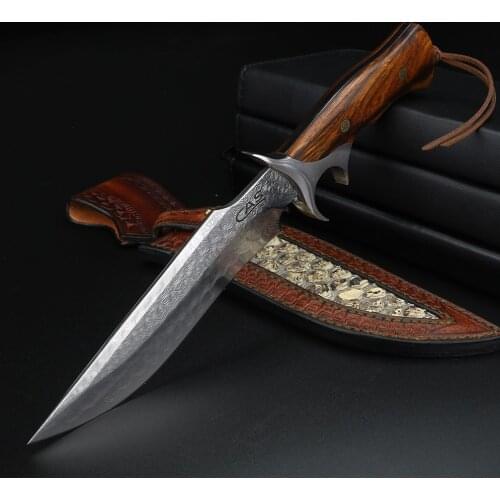 Outdoor camping damascus knife surviva lgear Hunting Knives tools Fishing Tactical Combat Self-defense knife High quality steel