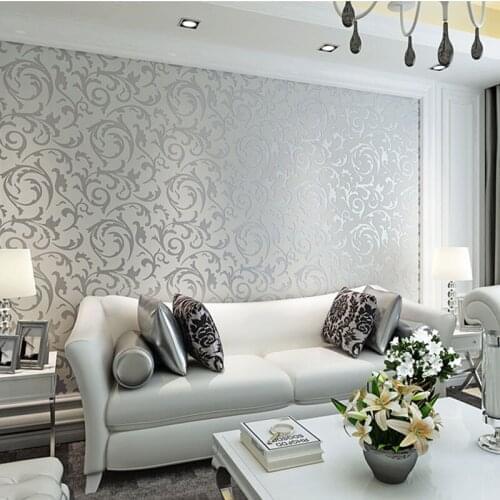 0.53x10M 3D Non-woven wallpaper European crocheted bedroom living room hotel background wall full wallpaper Victorian Damask