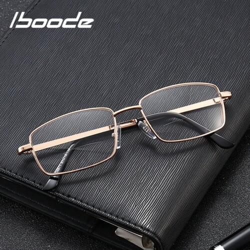Iboode Retro Aspheric Full Reading Glasses Frame Titanium Alloy Double Light Men Women Reader Eyeglasses +1.0 1.5 2.0 2.5 3 3.5