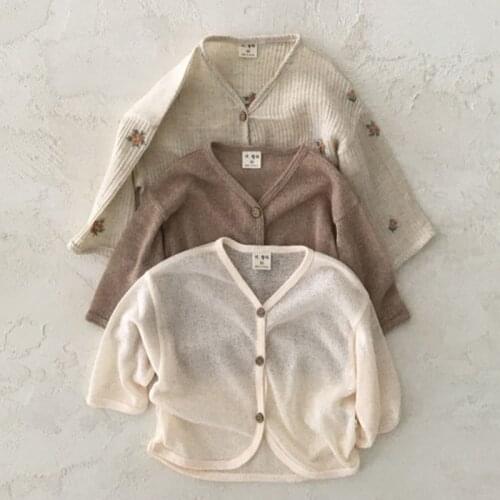 Korean Japanese Style Solid Thin 0-3 Years Child Girl Baby Boy Cotton Coat 2021 Summer Sunscreen Girl Floral Clothes 3 Years