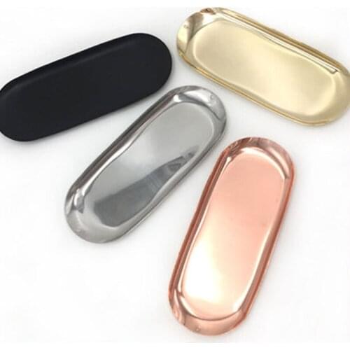 Oval Metal Storage Tray Fruit Sushi Dessert Plate Cosmetics Jewelry Display Tray KitchenCafe Snacks Food Small Change Organizer
