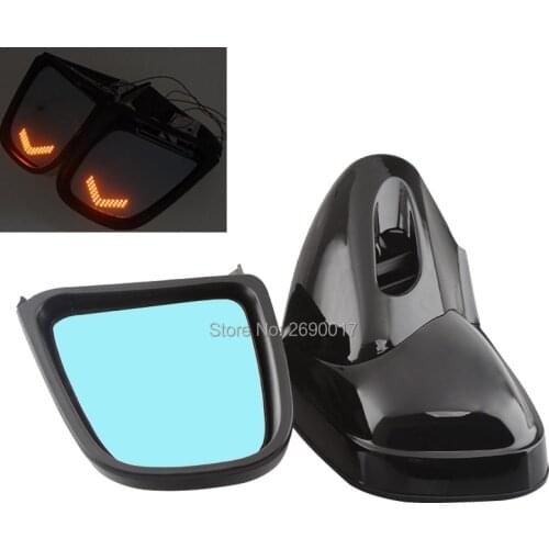 Pair Vivid Black Motorcycle LED Turn Signal Rearview Mirrors Fits For BMW K1200 K1200LT K1200M 1999-2008
