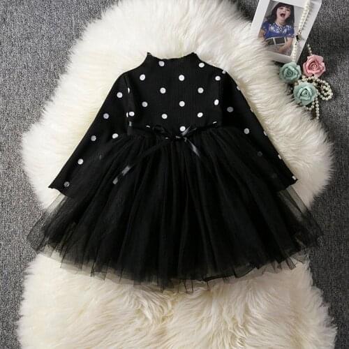 Autumn Long Sleeve Dress Girl Party Dresses Baby Christmas Outfits Kids Clothes Children Clothing Girls Tutu Dots Causal Wear