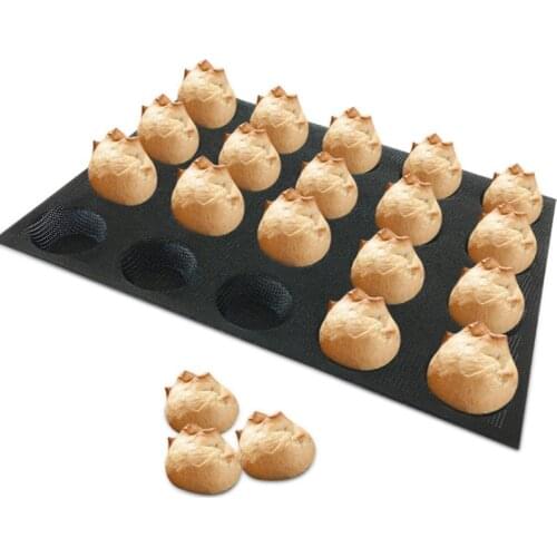 Practical 20-Hole Silicone Mold Cake T Mini Pizza Model Round Bread Hamburger Mold Non-Stick Baking Tray Tool