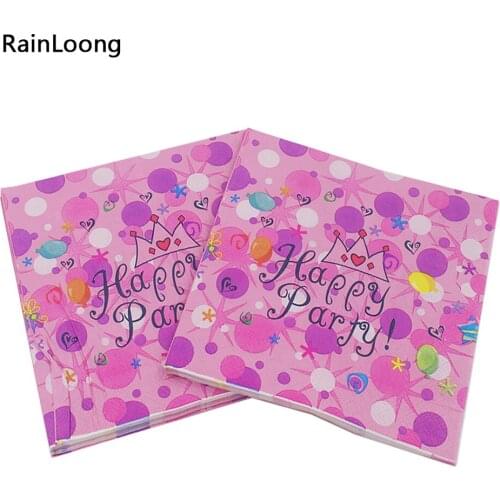 [RainLoong] Birthday Party Paper Napkin Festive & Party Tissue Napkins Decoupage Decoration Paper 33cm*33cm 1 pack (20pcs/pack)