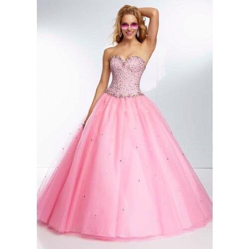 Pink Ball Gown Quinceanera Dresses Sweet Beading 16 Dress Party Wear Formal Prom Dresses Sweetheart Organza Luxury Beading