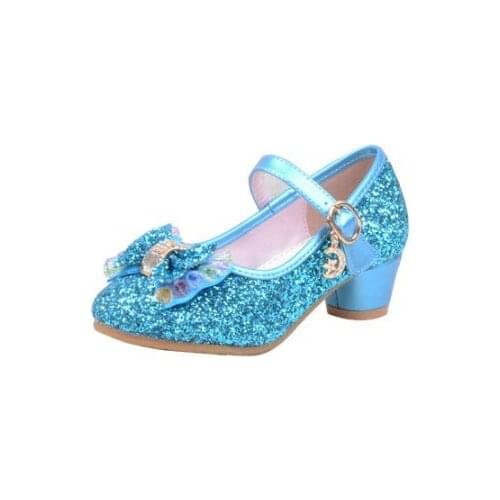 Spring Children Shoes Girls High Heel Princess Dance Sandals Kids Shoes Glitter Leather Fashion Girls Party Dress Wedding Shoes