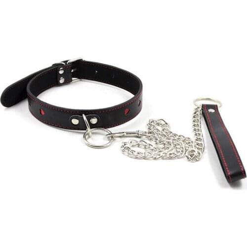 Sexy PU Leather Chain Collar with Leash BDSM Bondage Fetishs Necklace Adult Lingerie Sex Accessories for Woman Jeux Sexuel