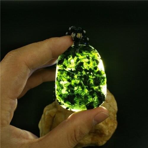 Certified Chinese Natural Black Green Jade Dragon Pendant Necklace Fashion Charm Jewellery Hand-Carved Lucky Amulet Top