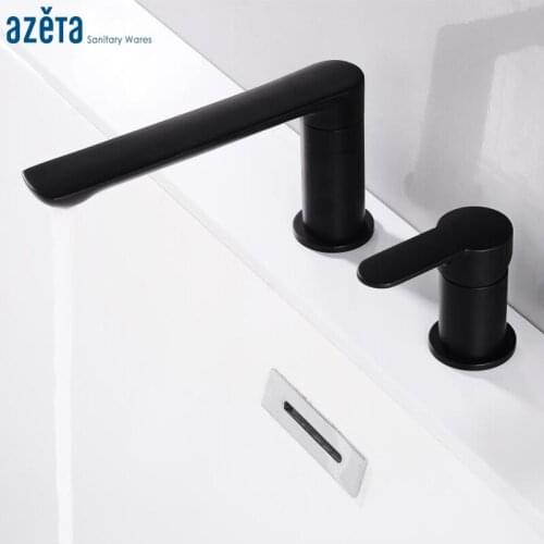 Azeta Two-piece Black Brass Bathtub Faucet Bathroom Cold and Hot Water Bathtub Mixer Tap Single Handle Bath Faucet Set AT3801B