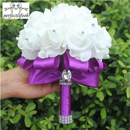 Perfectlifeoh Wedding Bouquet Wedding Foam flowers buque de noiva royal blue wedding bouquets Bridal bouquet