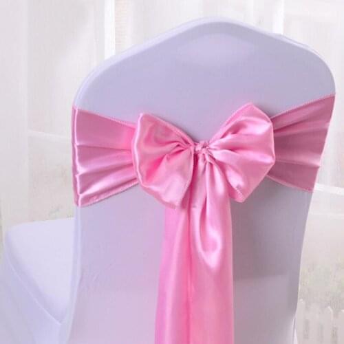 HAZY Wedding Satin Chair Sashes Bow Cover Sashes for Wedding Hotel Banquet Party Decoration Color17x275cm