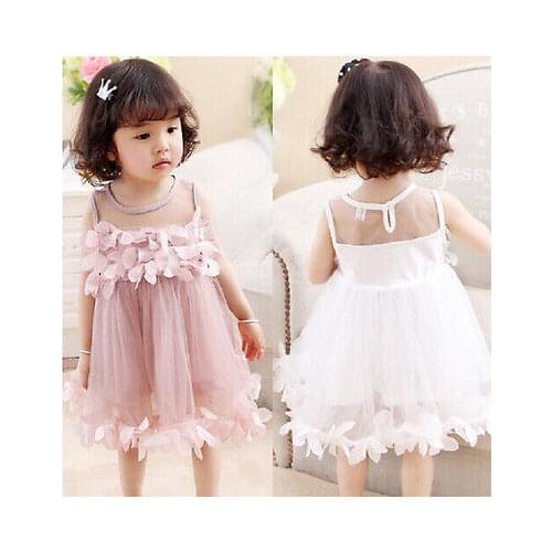 Pageant Toddler Kids Girls Pricness Bridesmaid Tulle Petal Formal Party Dresses Girls Sleeveless Tutu Flower Dress Baby Clothing