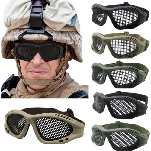 Tactical Eye Protective Glasses Airsoft Safety Eye Protection Metal Mesh Glasses Goggle Men Hunting Shooting Goggles