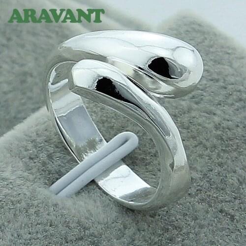 925 Silver Simple Water Drop Open Ring For Women Wedding Fashion Silver 925 Jewelry
