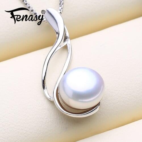 FENASY Pearl Jewelry New Custom Classic Vintage 925 Sterling Silver Pendant Genuine Freshwater Natural Pearl Necklaces For Women