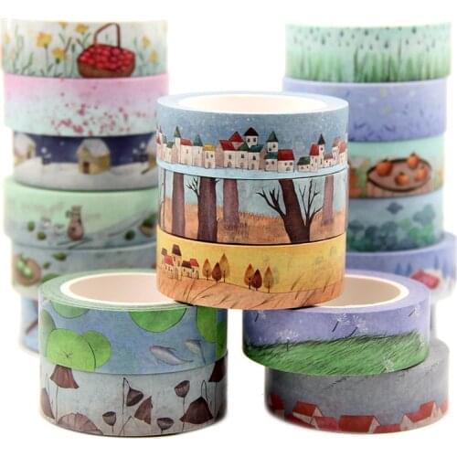 A301~A318 1PC Follows Leaves Trees Snows washi tape 10m Flowers Masking Tapes Decorative Stickers DIY Stationery School Supplies