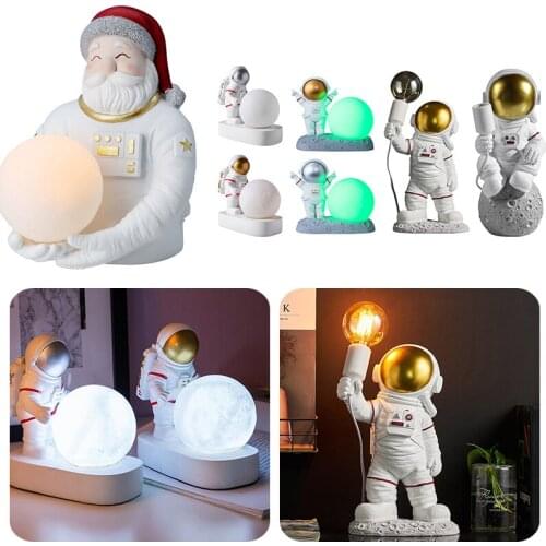 1pc Father Christmas Astronaut/Cute Round head Astronaut Model Night Light Resin Craft Table Lamp Ornament Kids Room Decoration