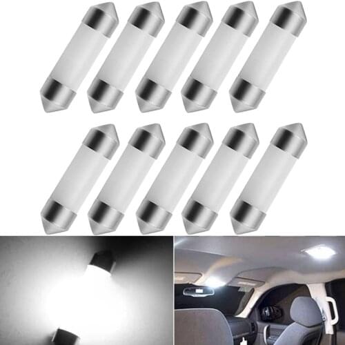 10 PCS C10W C5W Festoon LED Bulb For Car 12V White Auto Interior Dome Map Trunk Lights 31mm 36mm 39mm 41mm License Plate Lamps