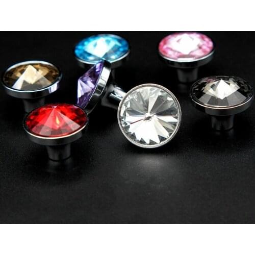 10 pcs Crystal Drawer Handles Chrome Finish For Cabinets Handle Glass Dresser Pull Clear Cupboard Handles with Screws