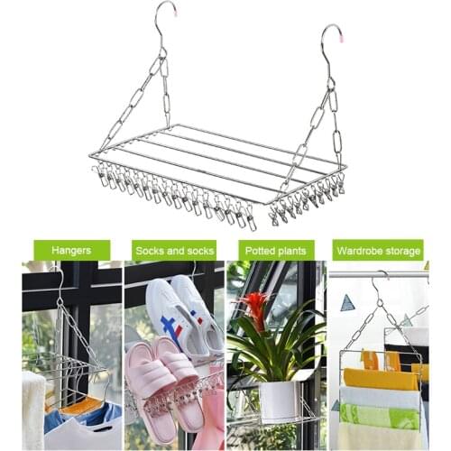 36Clips Pegs Clothes Pin Washing Laundry Dryer Stainless Steel Underwear Socks Hanging Rack Clothing Rack Towel Clips
