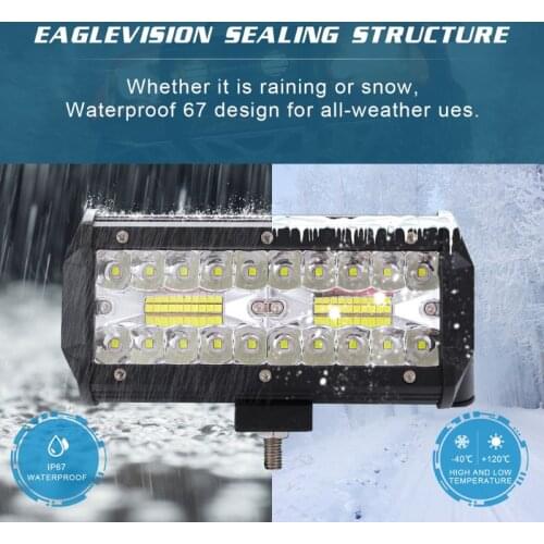 400W 7inch Triplex Work Light Automobile LED Light Bar Single Strip Light Spot Driving Illumination for jeep UTV ATV Off-Road