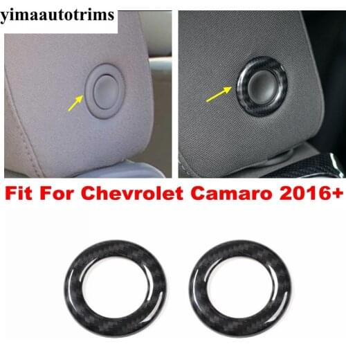 ABS Seat Headrest Button Switch Adjust Ring Decoration Cover Trim Carbon Fiber Look Accessories For Chevrolet Camaro 2016 - 2020