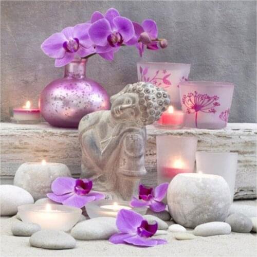 Diamond painting Buddha decoration "purple bottle flower Buddha" diamond mosaic diamond embroidery religious diamond pattern