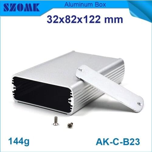 Aluminium box enclosure szomk 4 pcs/lot in silver color 2 end panels and 2 screws holes with aluminum case body 120 mm length