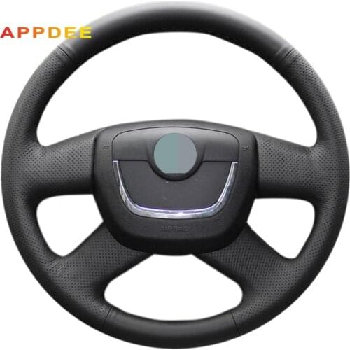 Black Artificial Leather Steering Wheel Cover for Skoda Octavia Superb 2012 Fabia Skoda Octavia a5 2012 2013 Yeti 2009-2013