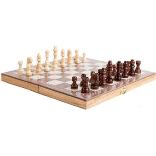 Wooden Chess 3 in 1 Exquisite Solid Wood 30*30 Folding Chess