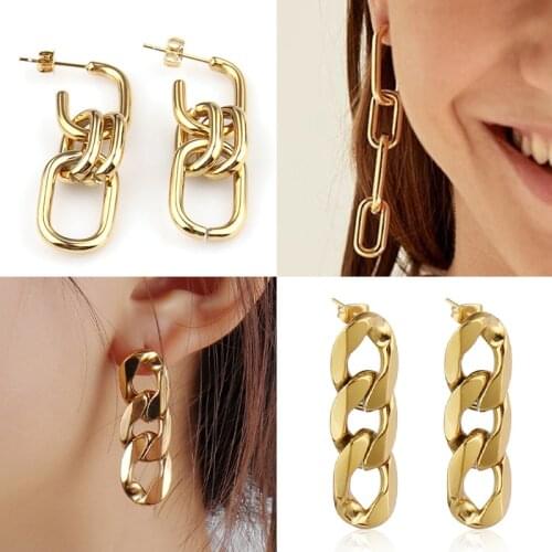 Women Stainless Steel Earrings Chain Earrings For Women Unusual Earrings 2021 Trend Drop Earrings Charm Earrings Jewelry Gifts