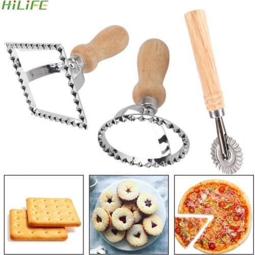Biscuit Mould for Kitchen Baking Baking Appliance Flower Side Solid Wood Handle Pizza Tools Cookie Cutter