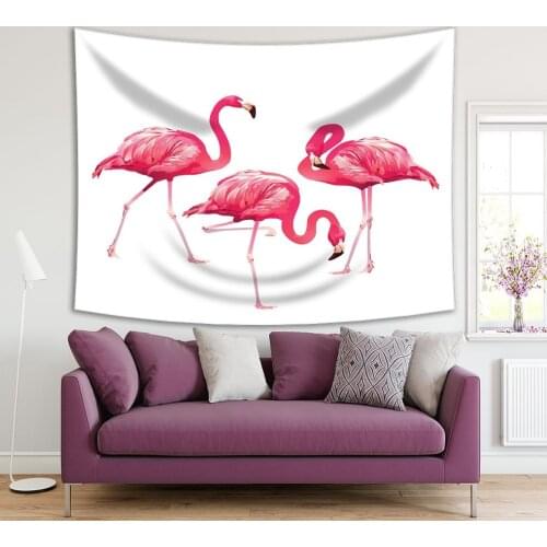 Tapestry Flamingoes Birds Exotic Wildlife Nature Artistic Decorating Painting Printed Pink White