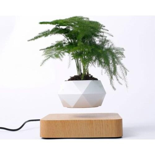 Home Desk Decor Levitating Air Bonsai Pot Rotation Flower Pot Planters Magnetic Levitation Suspension Floating Pot Potted Plant