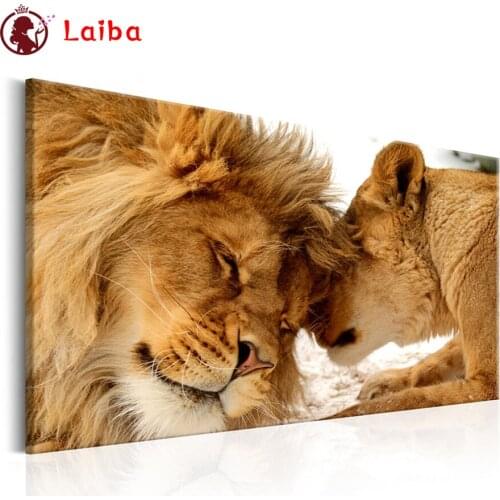 DIY Diamond Painting Modern animal art, lion companion Diamond Mosaic Full Drill Square Embroidery Cross Stitch Handmade Hobby