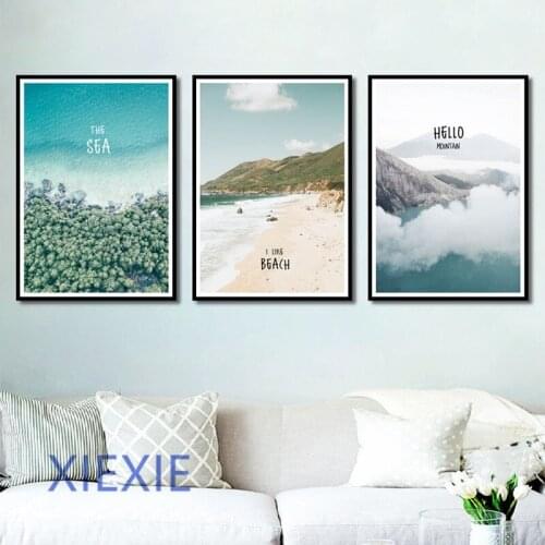 Seaside Beach Mountain Water Paintings Wall Art Pictures on Canvas Living Room Home Decor Room Decoration Bedroom Poster