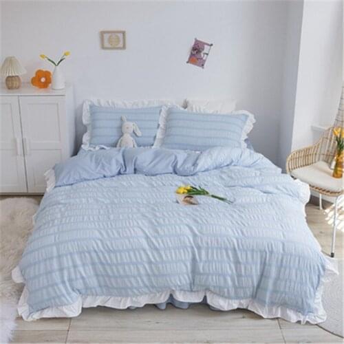 4Pcs Luxury Bedding Set Queen King Size Lace Ruffled Princess Style Duvet Cover Bed Sheet Set Bed linen Bedspread On The Bed