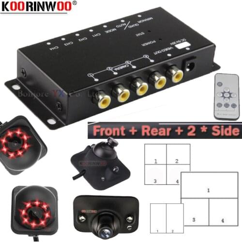 Koorinwoo 4 Channels Splite Box 360 Camera Car Side Camera Rear Front camera Normal Parking Switch Guide Conversion Line Mirror