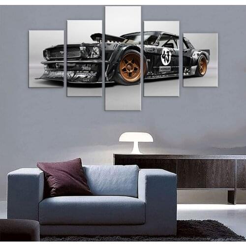 Ship from USA modern decoration frame wall art picture for living room 5 pieces Ford Mustang Rtr car Print painting canvas frame
