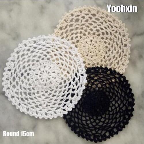 TOP round cotton placemat cup coaster mug kitchen Christmas dining table place mat cloth lace Crochet tea coffee doily dish pad