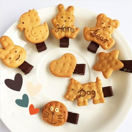 Cute Biscuits Shape Hair Clip For Girl Dog Bear Rabbit Shape Headbands Hairclip Hairpins Kid Scrunchy Hair Band Hair Accessories
