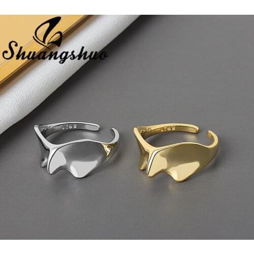 Shuangshuo Fashion Creative Irregular Wave Shaped Finger Rings Metal Adjustable Ring for Women Couple Ringen Birthday Gifts