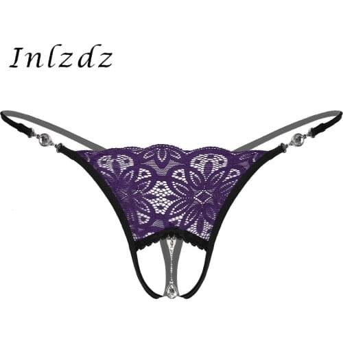 Gay Mens Lingerie T-Back Thongs Panties Crotchless Floral Lace Sissy Underwear Sexy Male G-Strings Thongs Briefs Underpants