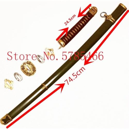 A Set Brass Fittings Tsuba Habaki Fuchi Seppa Lock Steel Sheath For Japanese Military Sword Samurai Katana