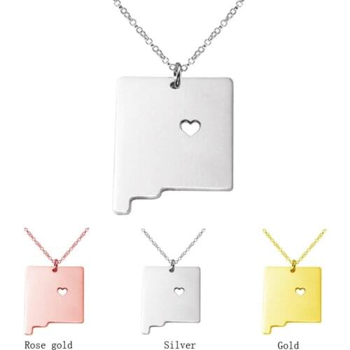SUTEYI New Mexico State Necklace Rose Gold State Necklace State Map Necklaces United States Necklace