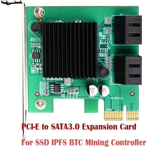 PCI-Express Sata Controller 4 Port SATA 6Gb PCI-E to SATA3.0 Expansion Card for SSD IPFS BTC Mining Controller Adapter Card