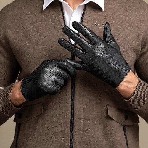 1Pair Sheepskin Gloves Men Luxury Genuine Leather Gloves for Driving Riding Male Mittens Motorcycle Bicycle Gloves Gifts