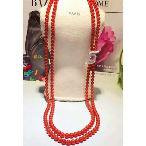 Fine jewelry Natural 8mm red jade Round Beads Necklace Festival Gift for Women Jewelry Accessories